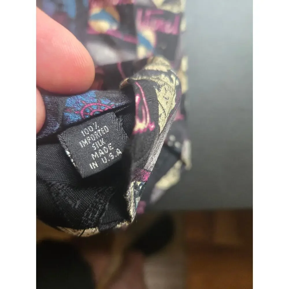 Guess usa vintage necktie multicolor dolphins 100% silk made in USA traditional